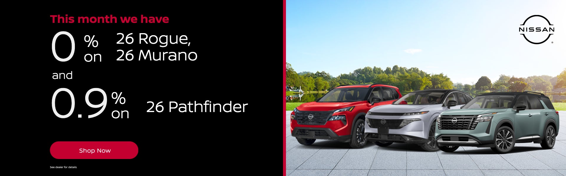 2026 Rogue, 2026 Murano, and 2026 Pathfinder