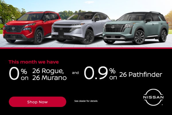 2026 Rogue, 2026 Murano, and 2026 Pathfinder