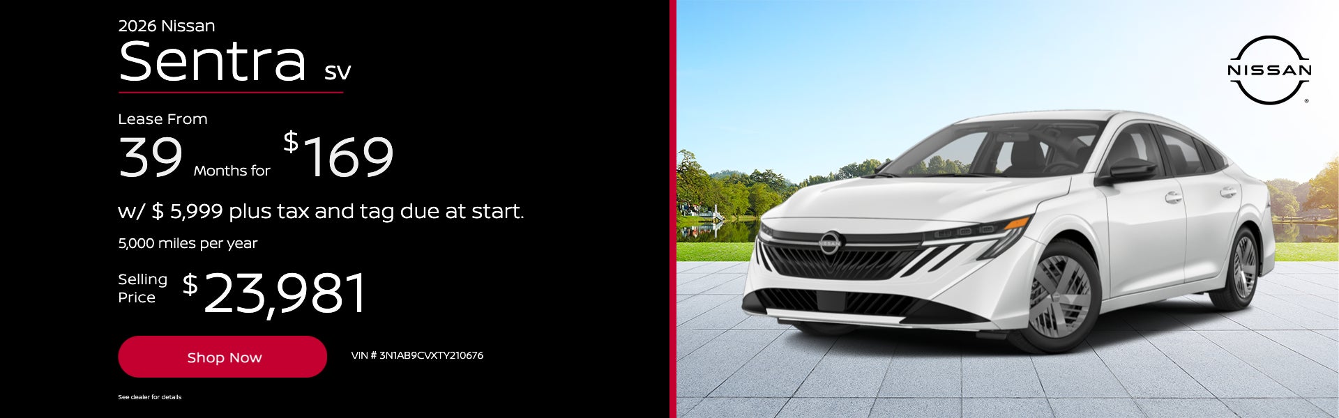 2026 Sentra SV Lease From 39 months for $169